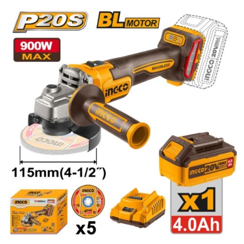 Amoladora 900W    + 1 bateria 4 amperios INGCO
