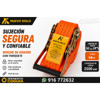 Cinta de Amarre / sujecion 10 metros - 2500 daN - naranja