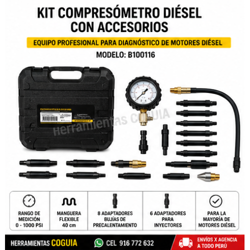 Medidor / Compresómetro Diésel con Accesorios Medidor / Compresómetro Diésel con Accesorios