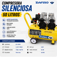 Compresora 50 litros silenciosa  1.5 HP ZAFIRO