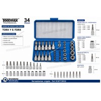 Dado torx - 34 unidades encastre 3/8 TOOLMAX