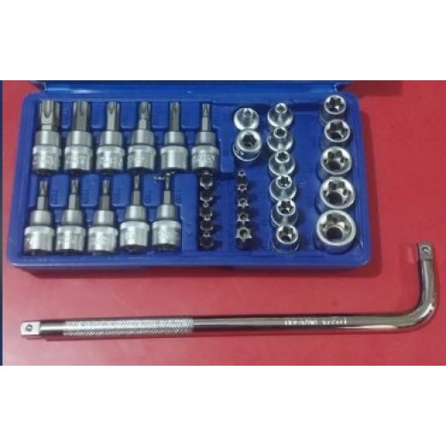 Dado torx 34 unidades encastre 3/8 + palanca L 3/8 Dado torx 34 unidades encastre 3/8 + palanca L 3/8
