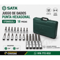 Dado punta Exagonal ( ALLEN)  x 18 Piezas  SATA