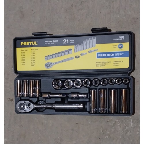 Set dados 3/8 x 21 ( unidades) PRETUL Set dados 3/8 x 21 ( unidades) PRETUL