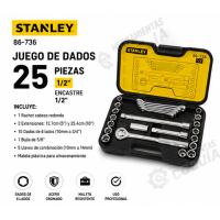 Dados mecanica x 25 unidad Encastre 1/2 STANLEY