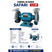 Esmeril de banco 1.2 HP" piedra 8" SAFARI