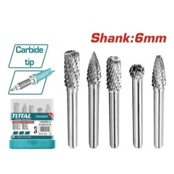 FRESAS DE CARBURO DE TUNGSTENO 5PCS 6MM + ESTUCHE INDUSTRIAL TOTAL
