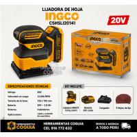Lijadora cuadrada vibrador 20v INGCO