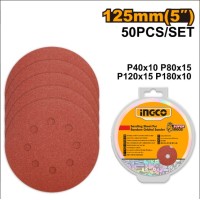 lijas x 50 unidades de 5" 125MM PARA ROTORBITAL GRANO 40 80 120 180 INGCO