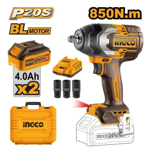 Llave de impacto 850 Nm  4 amperios INGCO