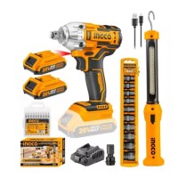 Llave de impacto 300 Nm +Linterna + 10 dados  INGCO