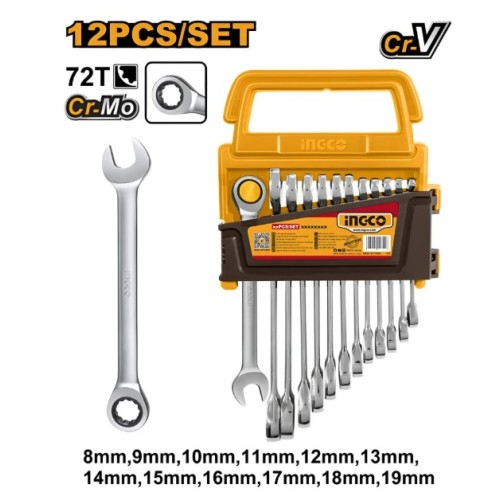 Llave rachet 180° x 12 unidades INGCO Llave rachet 180° x 12 unidades INGCO