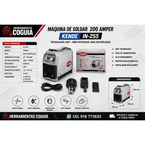 Maquina de Soldar 200 Amper caja KENDE
