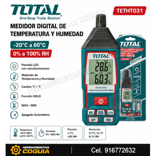Medidor digital de Temperatura, Humedad - TOTAL