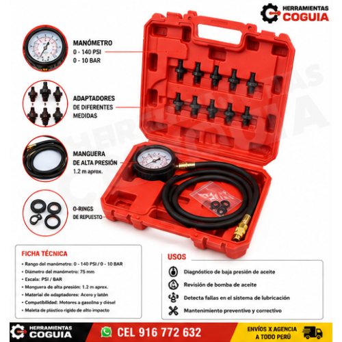 Medidor de Presión de Aceite para Motor (Kit Profesional) Medidor de Presión de Aceite para Motor (Kit Profesional)