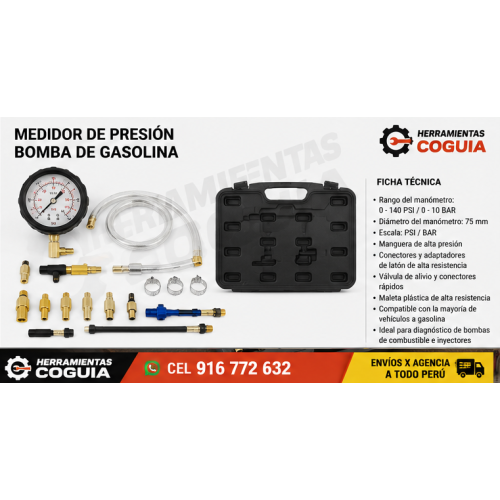 Medidor de Presión para Bomba de Gasolina (Kit Profesional)