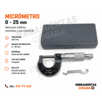 micrometro 0-25 mm punta de carbono