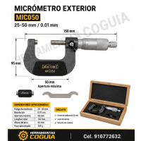 micrometro 25-50 mm punta de carbono UYUSTUL