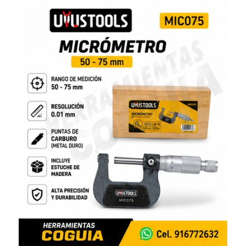 micrometro 50-75 mm punta de carbono UYUSTULS