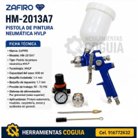 Pistola de Pintar por gravedad  600 ml 1.4 mm + control de presion  ZAFIRO
