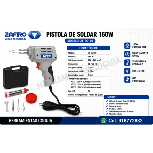 Pistola de soldar 160 W  ZAFIRO
