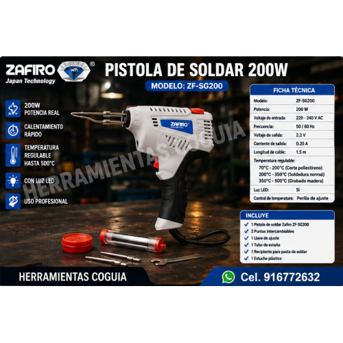 Pistola de Soldar 200 W ZAFIRO Pistola de Soldar 200 W ZAFIRO