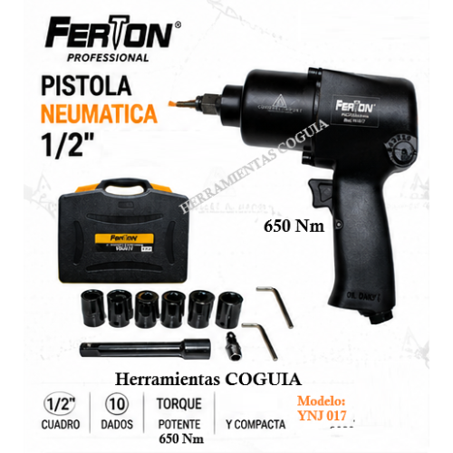 Pistola de Impacto 1/2" 650 Nm FERTON