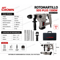 Rotomartillo 1500 w, sds plus CROWN