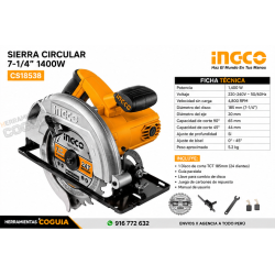 Sierra Circular 1400 W - 7 1/4"- INGCO