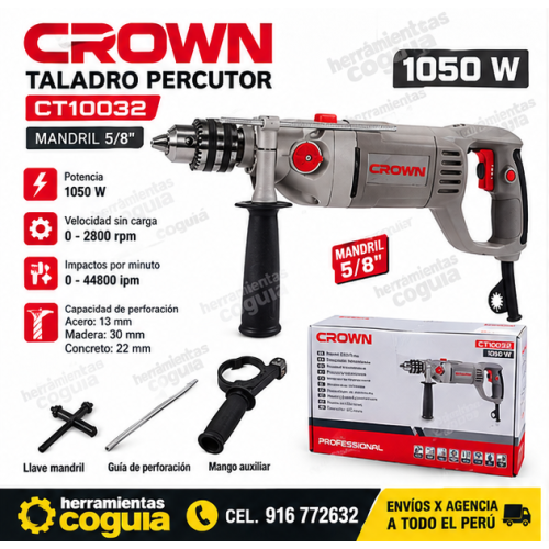 Taladro 1050 W Percutor 5/8"  CROWN