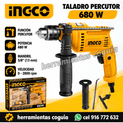 Taladro 680 W Percutor 1/2" INGCO Taladro 680 W Percutor 1/2" INGCO