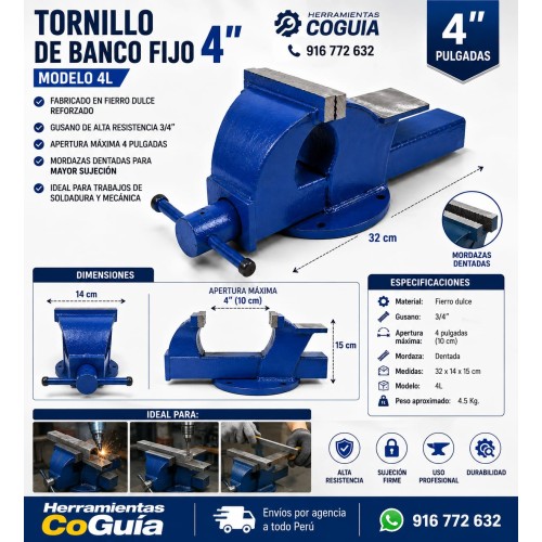 Tornillo de bancoL 4"  L Nacional