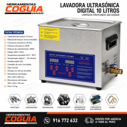 Lavadora Ultrasónica Digital 10 Litros