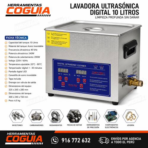 Lavadora Ultrasónica Digital 10 Litros Lavadora Ultrasónica Digital 10 Litros